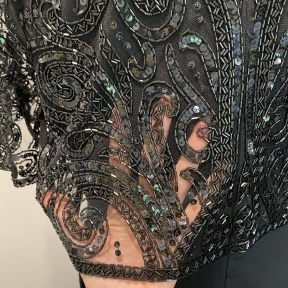 Neiman Marcus Black Sparkling High Society Beaded Dress size 10 - Picture 8 of 16